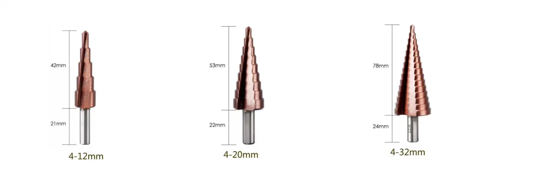 HSS Titanium Spiral Groove Hexagonal Handle Step Drill Bit with Electric Tool Woodworking