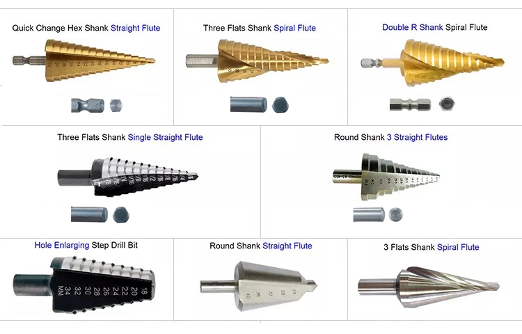 HSS Titanium Spiral Groove Hexagonal Handle Step Drill Bit with Electric Tool Woodworking